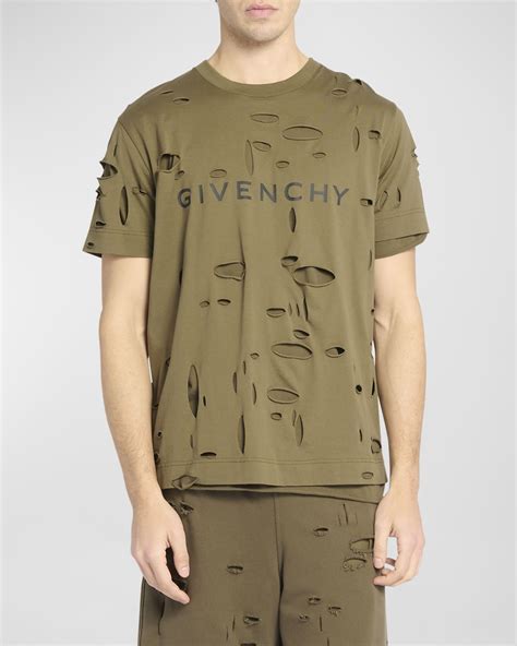 givenchy distressed t shirt|givenchy double layered shirt.